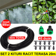 Set 2 x Kit pentru racit terasa, cu vapori de apa, furtun de 20 m si 20 duze foto