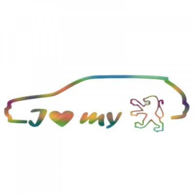 Sticker Peugeot I Love , Exprima-ti Pasiunea pentru Marca Ta Preferata foto