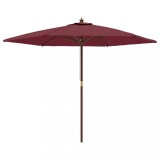 Umbrela soare de gradina stalp din lemn, rosu bordo, 299x240 cm
