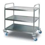 Carucior servire-debarasare-gheridon, 3 polite, inox