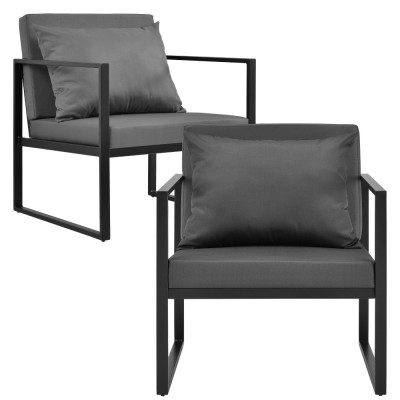 Set 2 scaune exterior LerumS metal/poliester negru/gri inchis [casa.pro] HausGarden Leisure foto