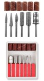 Set capete freza pentru unghii, 6 piese, pentru manichiura si pedichiura, abrazive si diamantate