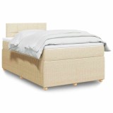 VidaXL Pat box spring cu saltea, crem, 120x200 cm, textil 3289728
