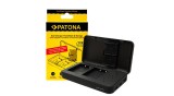 PATONA &Icirc;ncărcător dual pentru Fuji NP-W126 FinePix cu funcție de power bank și spațiu de stocare pentru carduri de memorie