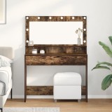 vidaXL Masă de cosmetică cu lumini LED, stejar fumuriu, 100x41x135 cm