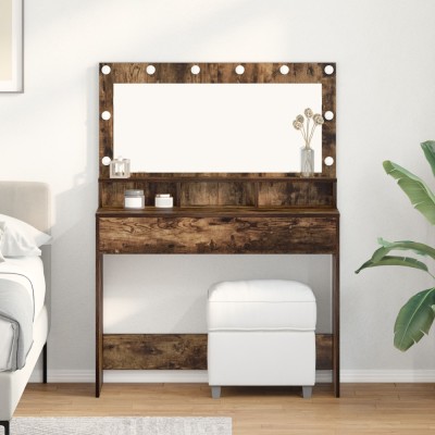 vidaXL Masă de toaletă Stejar fumuriu 100 x 41 x 135 cm Lemn compozit foto