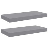 Cumpara ieftin Rafturi de perete suspendate, 2 buc., gri, 50x23,5x3,8 cm, MDF