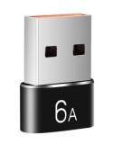 Cumpara ieftin Adaptor USB-A negru 6A la USB-C mama, convertor compact pentru incarcare rapida, transfer date si conectare casti, telefon, tableta, laptop si accesor