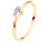 Inel de aur galben de 14K - zirconiu transparent &icirc;n formă de inimă cu margine lucioasă - Marime inel: 58
