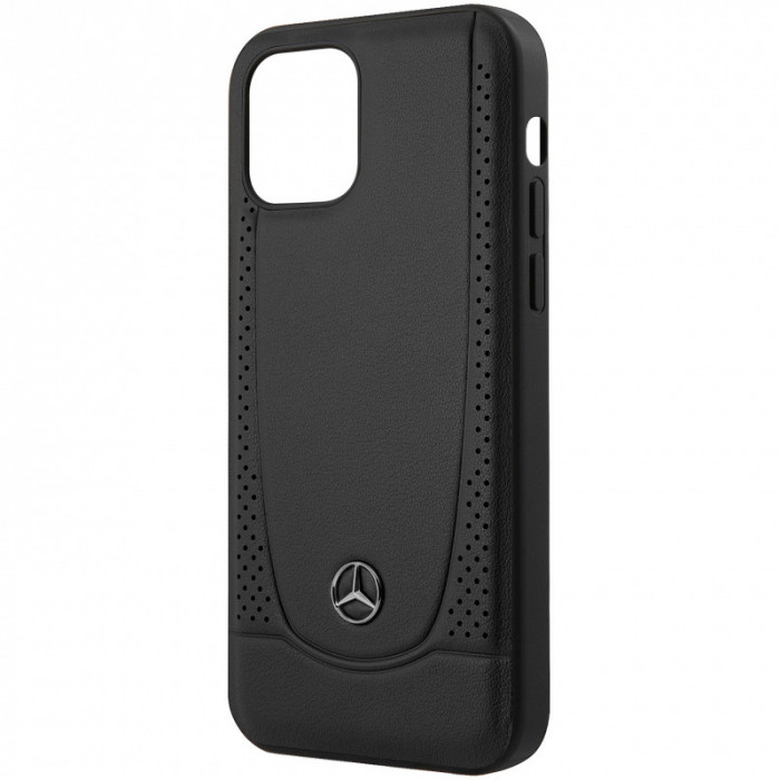 Husa Piele MERCEDES Perforation pentru Apple iPhone 12 mini, Neagra MEHCP12SARMBK