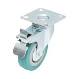 Roata pivotanta cu frana 75x21 mm, cauciuc plin, placa otel, 45 kg