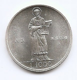 San Marino 1000 Lire 1987 (Resumption of Coinage) Argint 14.6g/835,KM-210 UNC !!