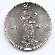 San Marino 1000 Lire 1987 (Resumption of Coinage) Argint 14.6g/835,KM-210 UNC !!