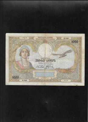 Iugoslavia Yugoslavia 1000 1.000 dinari dinara 1931 seria0289 graffiti foto