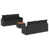 Cumpara ieftin Set canapele de gradina cu perne, 7 piese, negru, poliratan