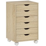 HOMCOM Comodă pentru Birou cu 6 Sertare, 4 Roți și Blocare, 40x35x63 cm, Stejar | Aosom Romania