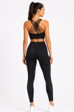 Colanți sport damă Iris | Talie &icirc;naltă | Efect modelator | Pentru fitness, yoga și alergare | LINOVIT&reg; - Black, M