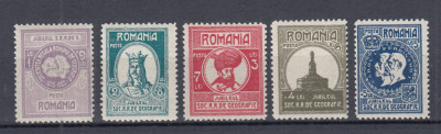 ROMANIA 1927 LP 75 - 50 ANI SOCIETATAEA DE GEOGRAFIE SERIE MNH foto