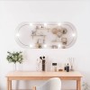 Oglindă Perete vidaXL LED 40x90cm Ovală Argintie - Sticlă, Lumină Albă/Rece, USB