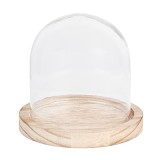 Cumpara ieftin Platou decorativ lemn cu cloche sticla &Oslash; 13x11 cm