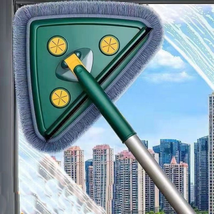 Mop triunghi extensibil cu racleta , rotire 360&deg;, 126cm, rezerva inclusa