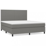 Cumpara ieftin Pat box spring cu saltea, gri inchis, 180x200 cm, textil