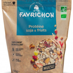 Musli bio fara zahar cu 40% proteine, soia si fructe, 450g, Favrichon