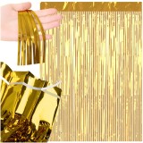 Perdea decorativa aurie 2x1 m Ruhhy, fundal foto cu franjuri