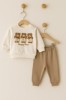 Set hanorac si pantaloni bebelusi - Ursuletul vesel (Marime Disponibila: 3-6