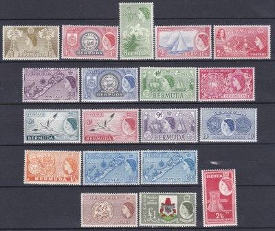 DB1 Bermuda 1953 Pasari Corabii Uzuale 19 v. MNH incl. 1/3 ambele variante. foto