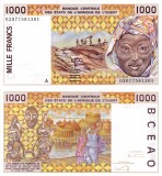 STATELE VEST AFRICANE (COASTA DE FILDES) 1.000 francs (1999-2003) UNC!!!