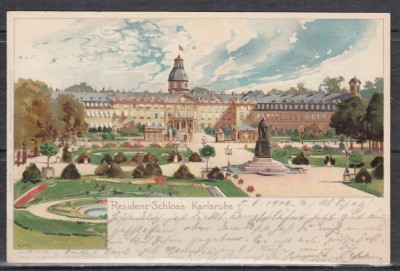 GERMANIA KARLSRUHE LITOGRAFIE CIRCULATA 1900 foto