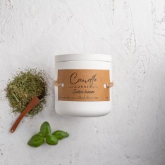 Lumanare parfumata handmade din ceara naturala de soia 100%, aroma de Ierburi Toscane, Recipient ceramic, 150 g