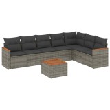 Cumpara ieftin Set canapele de gradina cu perne, 8 piese, gri, poliratan