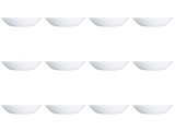 Set farfurii 12 piese, farfurii adanci, opal, albe, diametru 20 cm