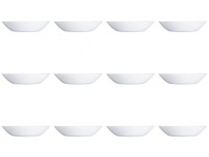 Set farfurii 12 piese, farfurii adanci, opal, albe, diametru 20 cm