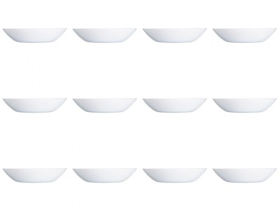 Set farfurii 12 piese, farfurii adanci, opal, albe, diametru 20 cm foto