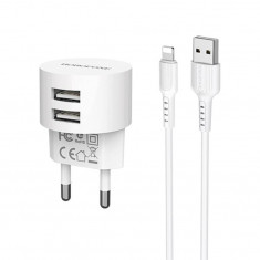 Incarcator Priza Telefon 2xUSB 2.4A + Cablu Date Apple Lightning Borofone