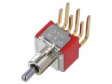 Comutator basculant DP3T ON-OFF-ON 0,02A/20VAC THT