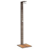 Cumpara ieftin Dus de exterior, gri, 50x55x224 cm, poliratan si lemn acacia
