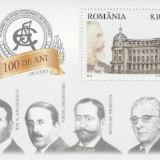 Romania 2013-100 de ani A.S.E. Bucuresti,colita dantelata.,MNH