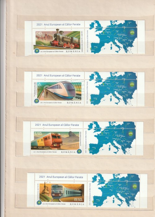 ROMANIA 2021 LP 2338 ANUL EUROPEAN AL CAILOR FERATE SERIE CU VINIETA MNH NESTAMPILATA