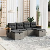 Cumpara ieftin Set mobilier grădină cu perne, 6 piese, gri, poliratan