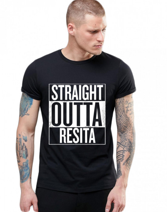 Tricou negru barbati - Straight Outta Resita - 2XL