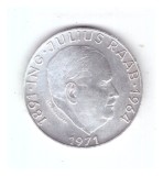 Moneda Austria 50 schilling 1971, 80th Anniversary of birth of Julius Raab, stare foarte buna, cu luciu