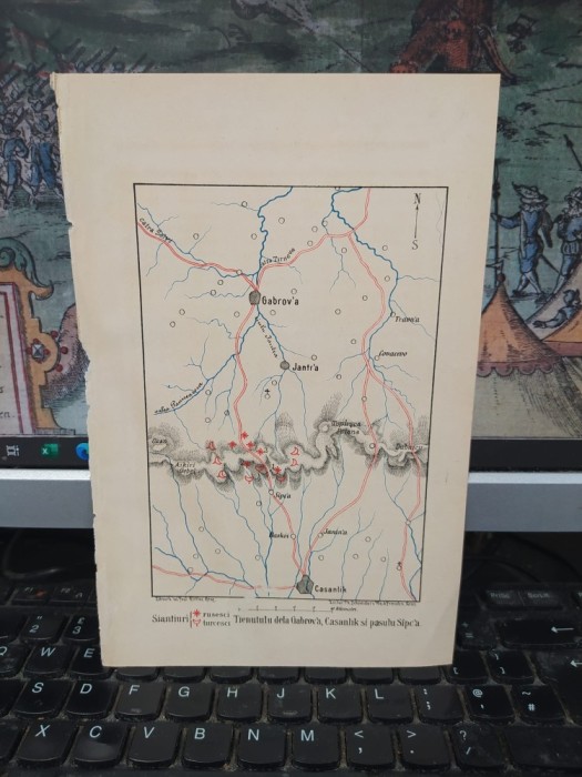Hartă Șanțuri rusești și turcești, Ținutul de la Gabrovo, Kazanl&acirc;k și Pasul Șipka, Siantiuri rusesci/turcesci, Războiul ruso-turc 1877-1878, 1878, 181