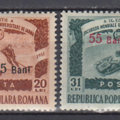 ROMANIA 1952 LP 309 JOCURILE MONDIALE DE IARNA SUPRATIPAR SERIE SARNIERA