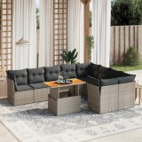 vidaXL Set mobilier de grădină cu perne, 10 piese, gri, poliratan 3271011