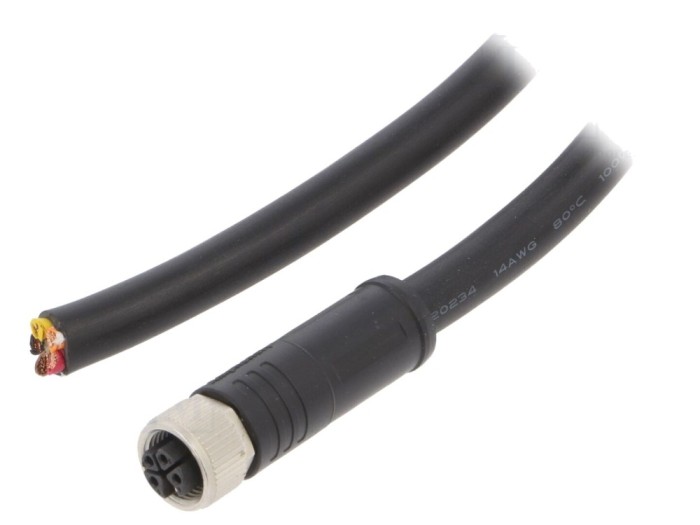 Conector M12 mamă cu cablu 1m