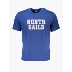 Tricou barbati cu decolteu la baza gatului si imprimeu cu logo albastru, S
